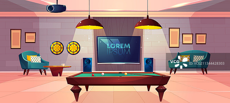 家庭地下室娱乐室卡通图片素材