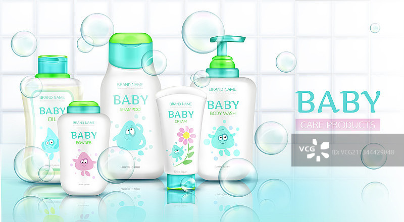 儿童浴室用品banner图片素材