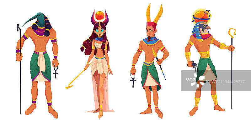 埃及神祇：阿蒙、拉、托特、哈索尔图片素材