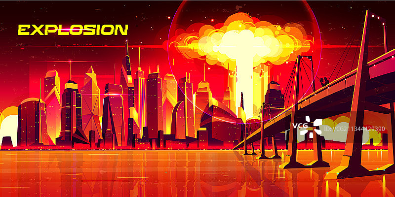 核爆炸城市蘑菇云图片素材