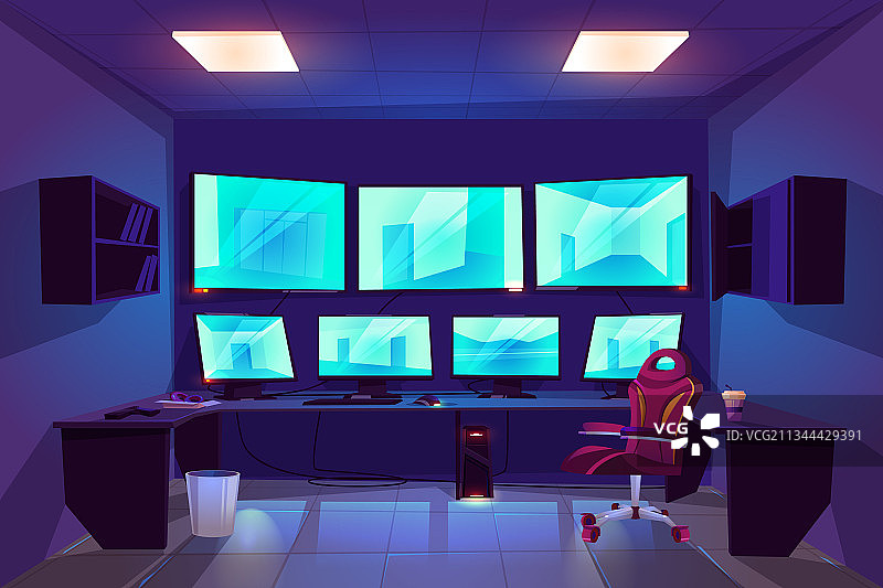 安保CCTV监控室内部图片素材