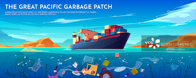太平洋塑料垃圾带banner图片素材