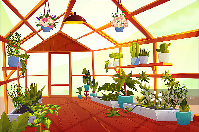 带花园的温室内部图片素材
