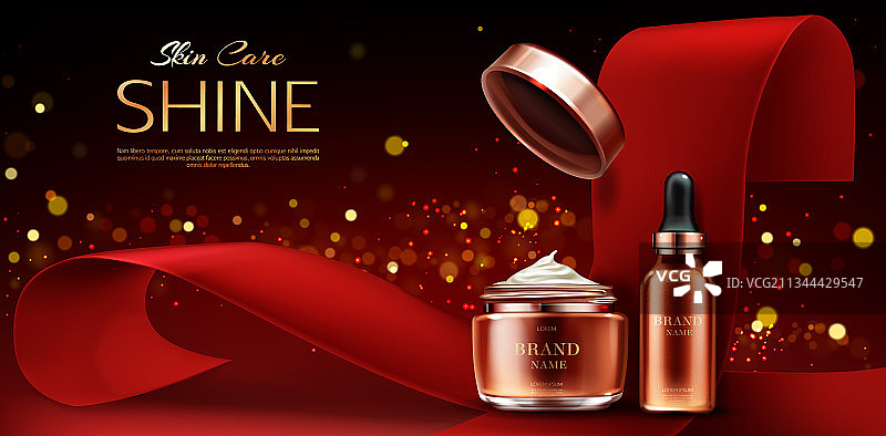 奶油罐和精华滴管美容产品图片素材