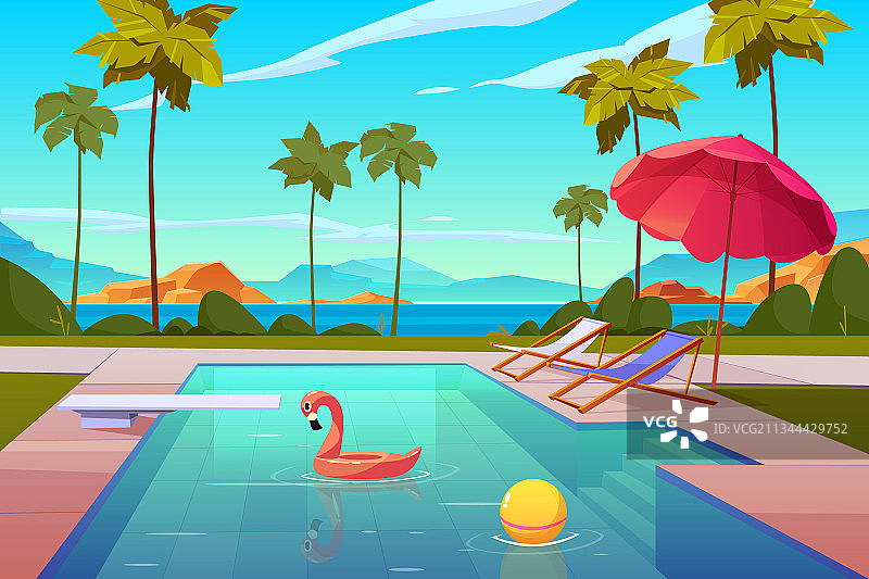 酒店或度假村的室外游泳池（夏季）图片素材