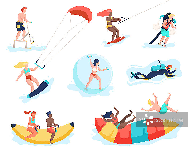 人们在海滩上进行的水上活动图片素材