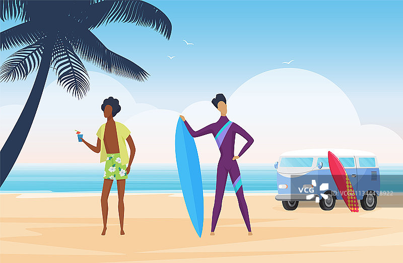 热带夏季海滩冲浪图片素材