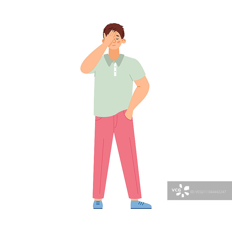 沮丧的男人，失望的手势，扁平风格图片素材