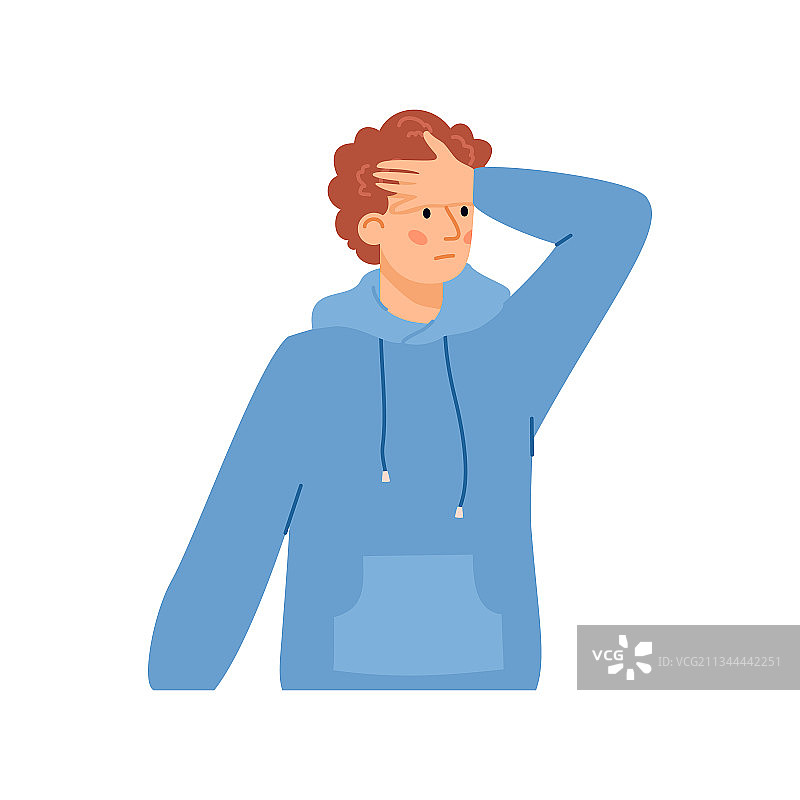 面部表情失望的扁平男人图片素材