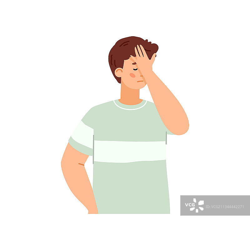 悲伤失望的年轻人用手遮住脸图片素材