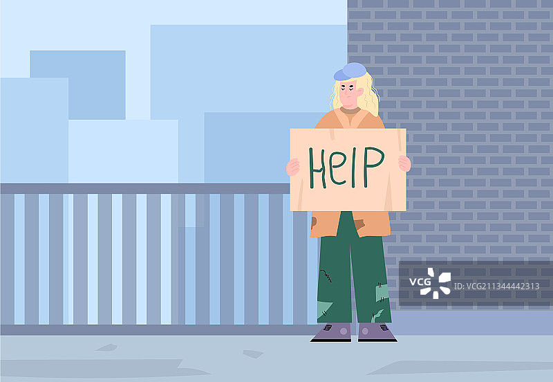 贫困无家可归妇女的banner图片素材