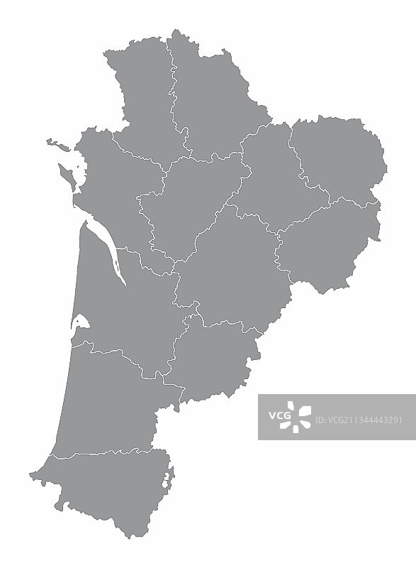 新阿基坦大区行政地图图片素材