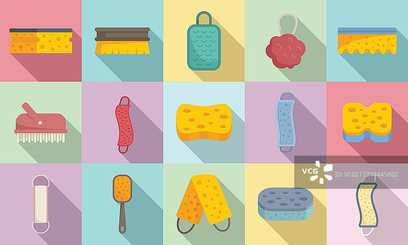 洗碗巾图标扁平纤维套装图片素材