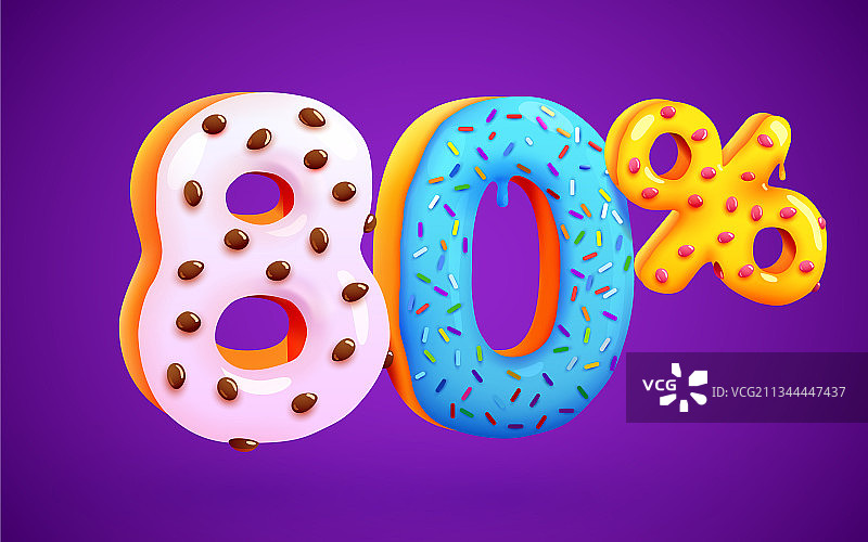 80%折扣甜点组合3D图片素材