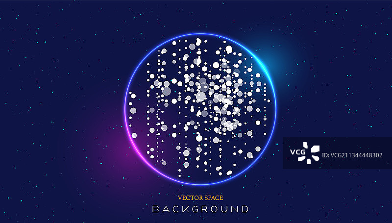 蓝色原子球运行轨迹，抽象矢量高科技商务背景图片素材