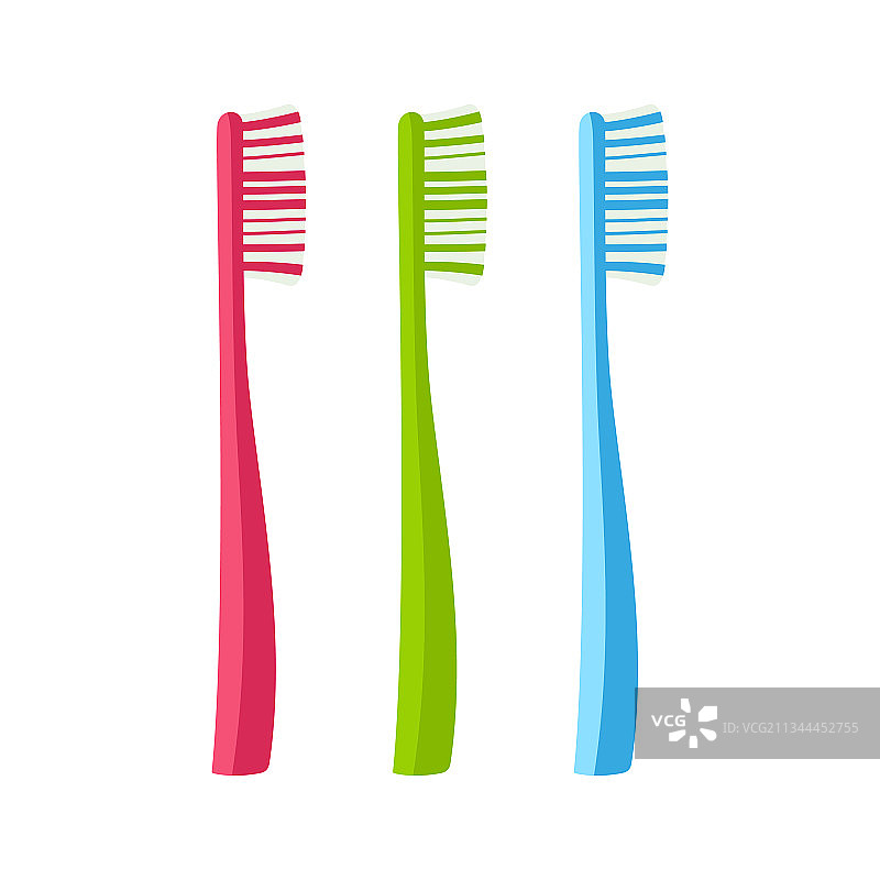 卡通牙刷套装（白色背景）图片素材