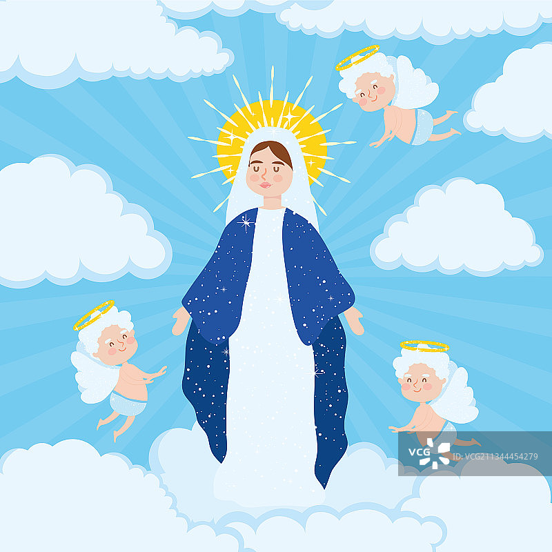 天使环绕的玛丽图片素材