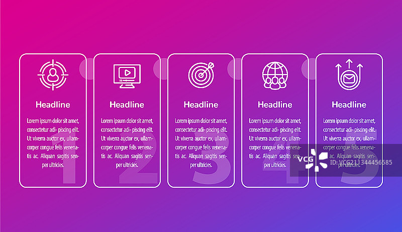 带线条图标的数字营销信息图图片素材