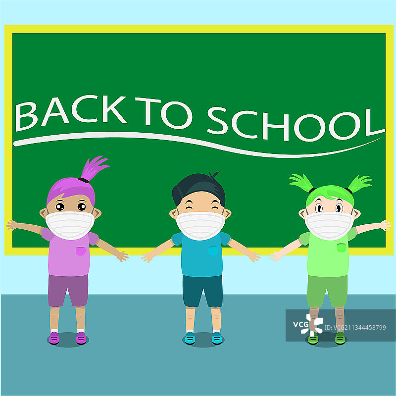 三个学生回学校上课图片素材