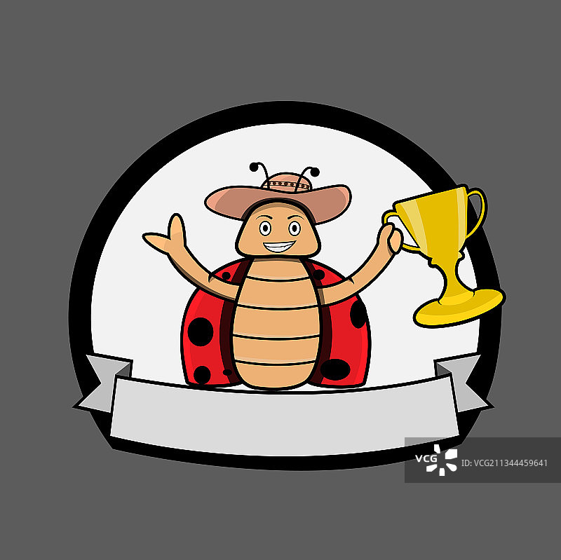 金龟子吉祥物携带奖杯Logo图片素材