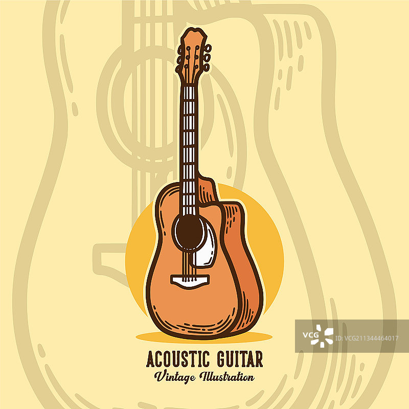 复古标语原声吉他T恤设计图片素材