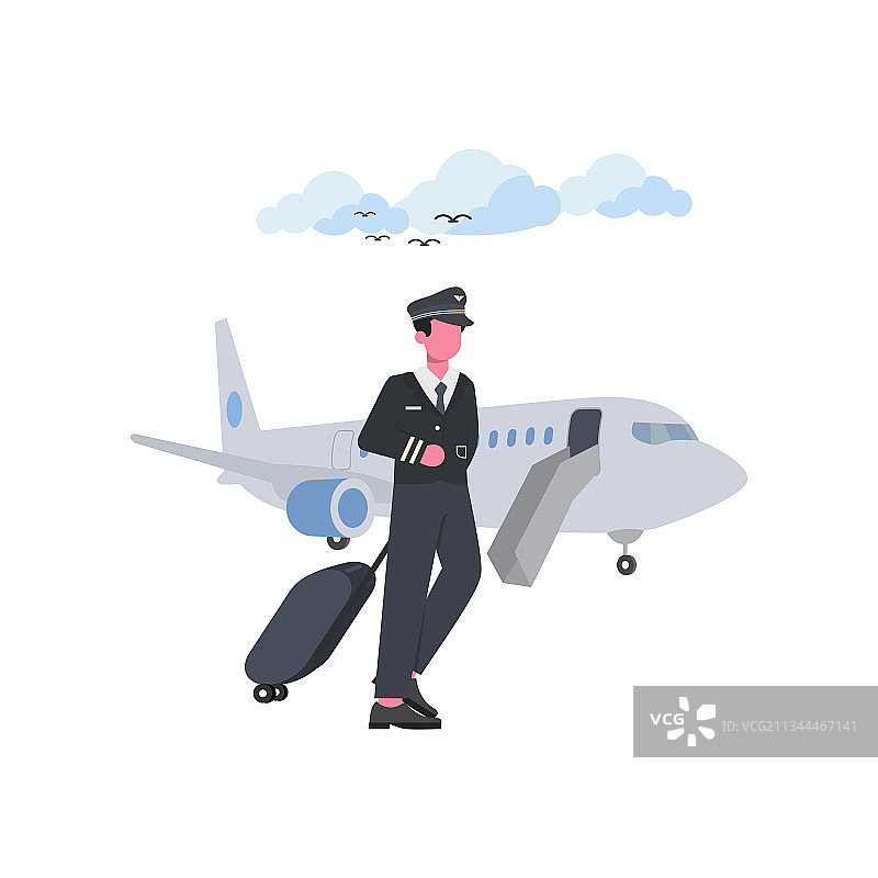 一位走向楼梯的飞行员图片素材