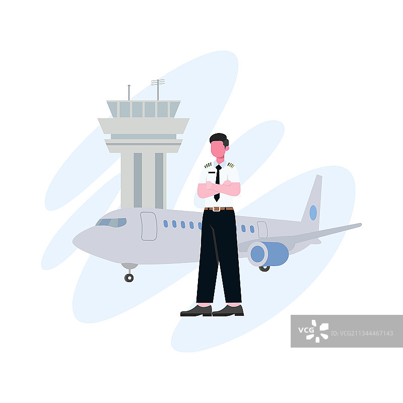 在机场地面的飞行员图片素材