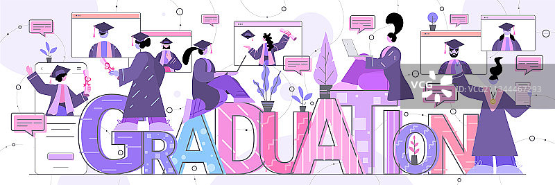 毕业学生视频通话讨论图片素材