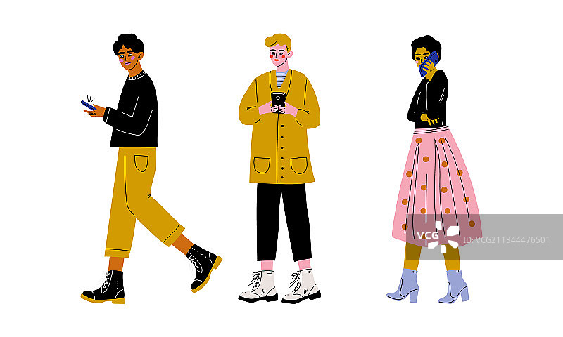 使用智能手机交谈的人物图片素材