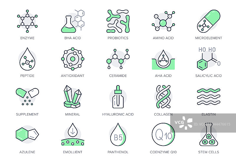 化妆品成分线性图标图片素材