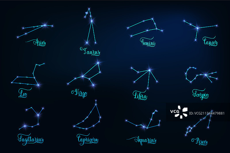 发光十二星座符号图片素材