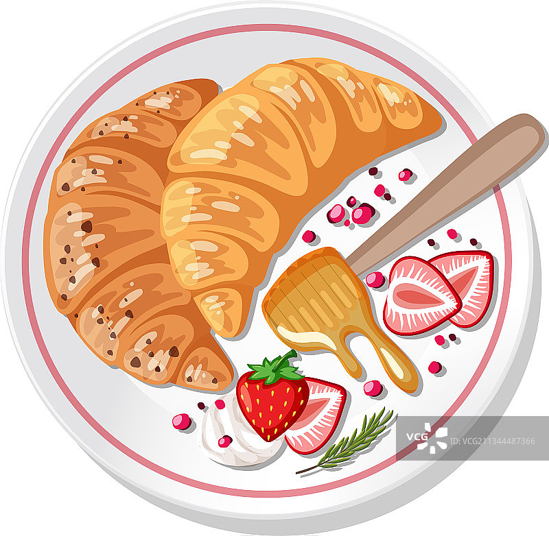 草莓奶油可颂图片素材