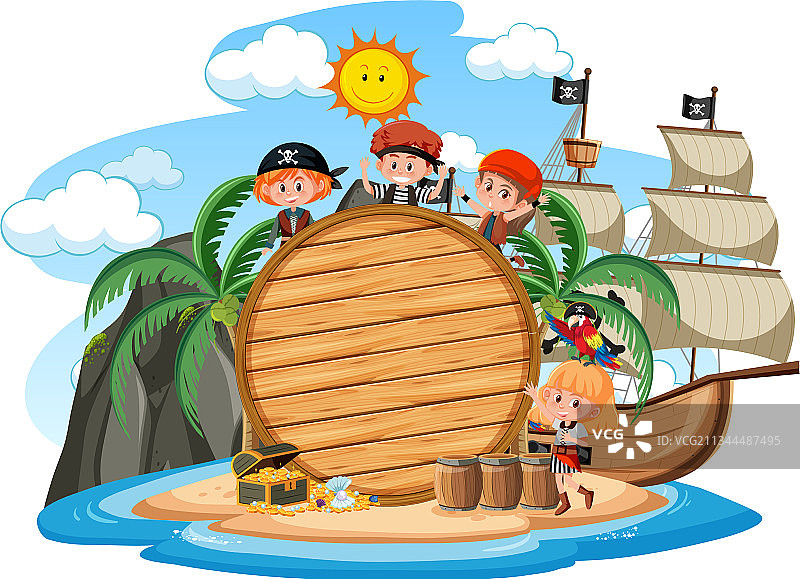 海盗岛与空白banner图片素材