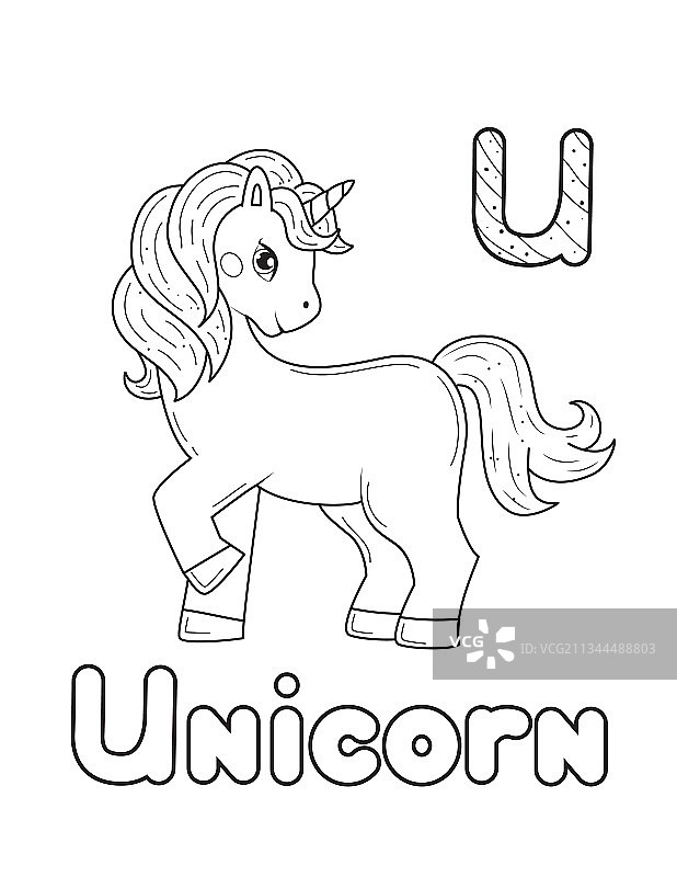 儿童动物涂色页线条艺术设计图片素材