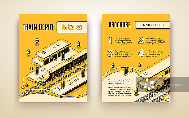 列车车厂铁路宣传册模板图片素材