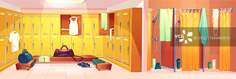 带淋浴间的健身房更衣室图片素材