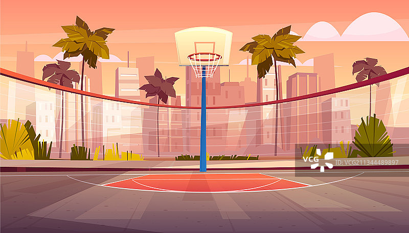 卡通背景街头篮球场图片素材