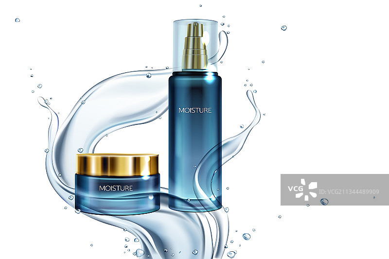 水花中的保湿润肤霜图片素材