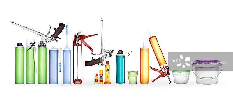 建筑用发泡硅胶密封胶和油漆图片素材