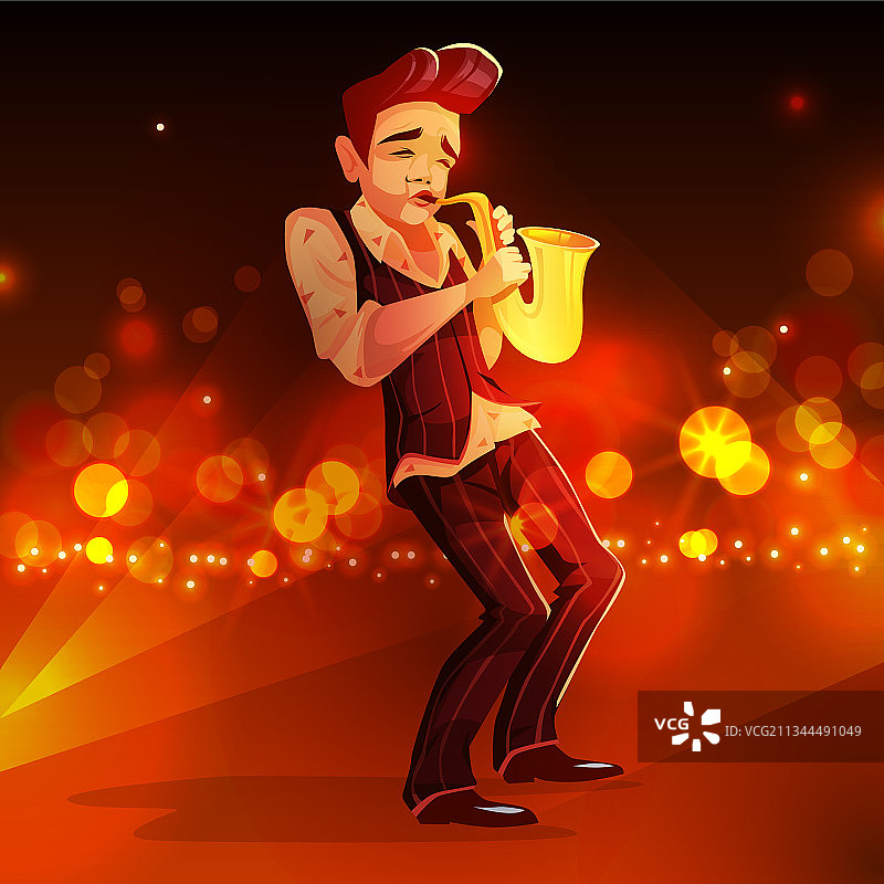 演奏萨克斯管的爵士乐手图片素材