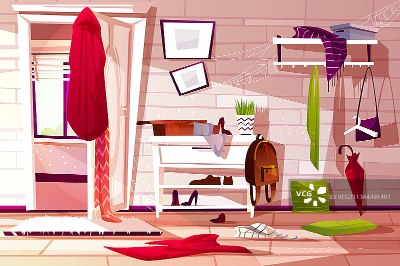 凌乱的室内走廊图片素材