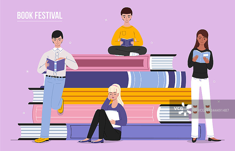 书籍节阅读人群图片素材