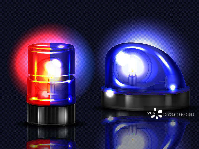逼真的红蓝闪光灯紧急信标图片素材
