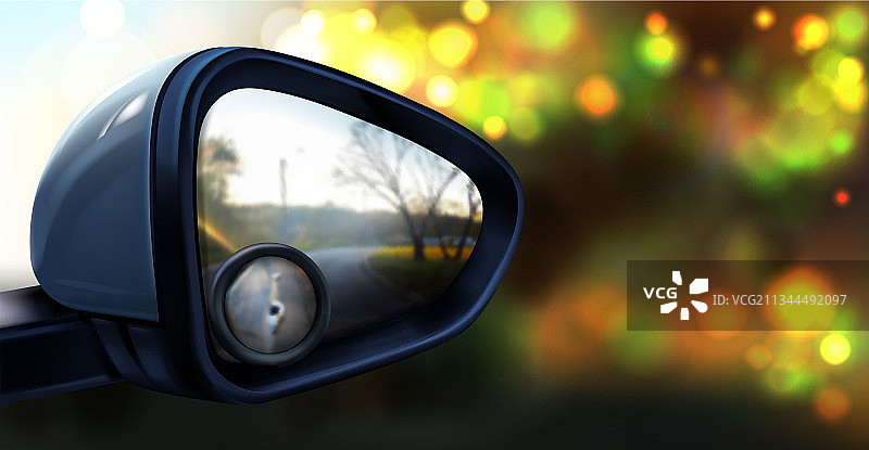带盲点玻璃的后视镜图片素材