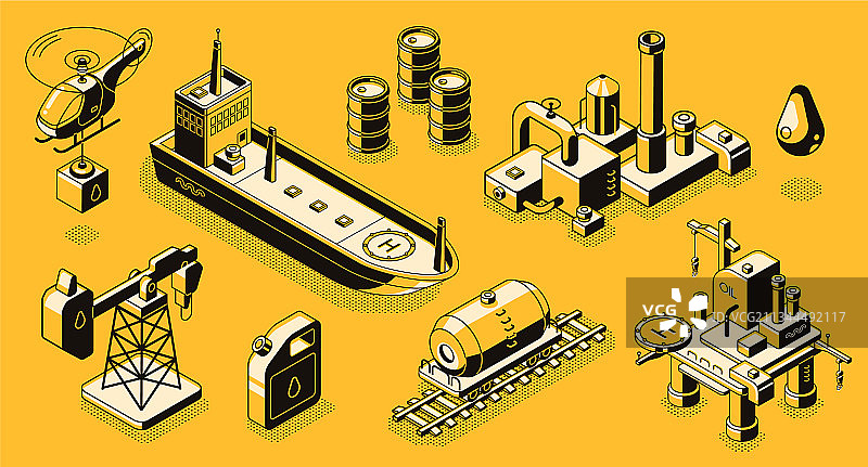 石油工业2.5D图标集图片素材