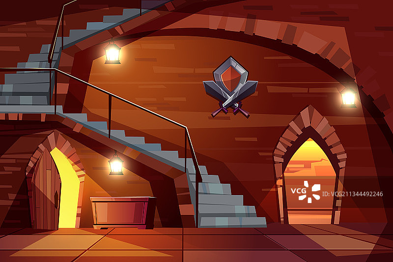 中世纪城堡卡通深地牢图片素材