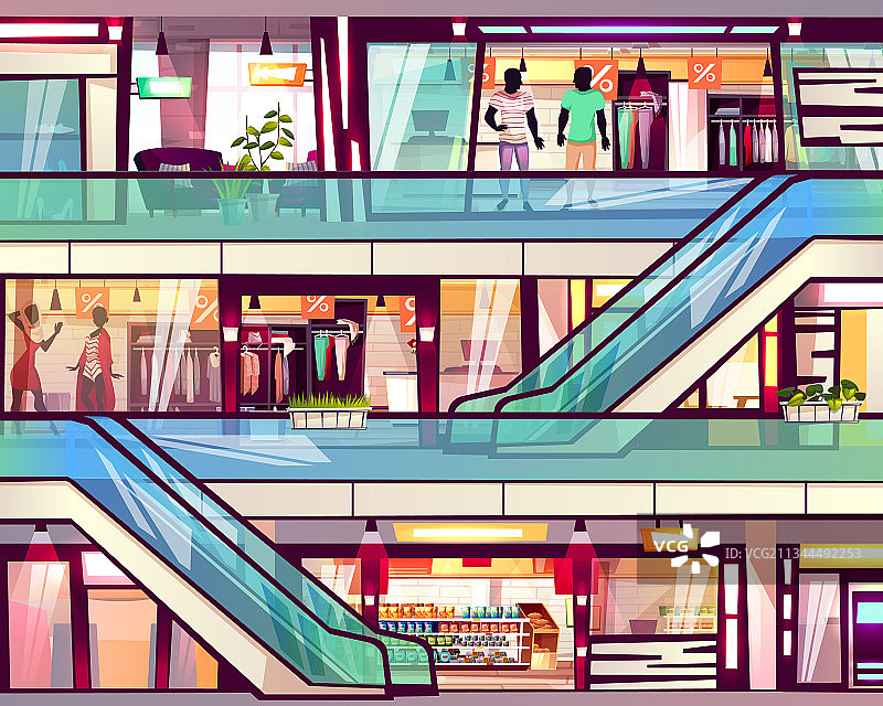 购物中心商店自动扶梯楼梯图片素材