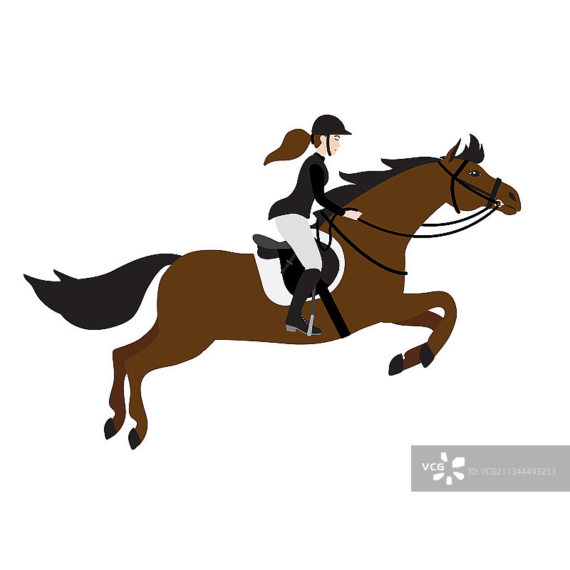 手绘女孩骑马表演障碍赛图片素材