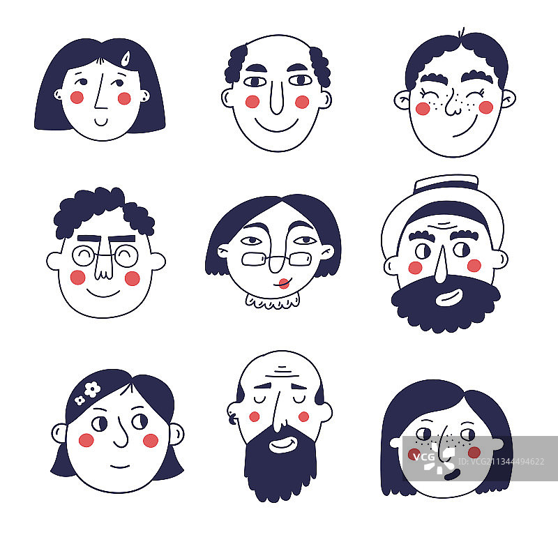 可爱的人物面部肖像合集图片素材