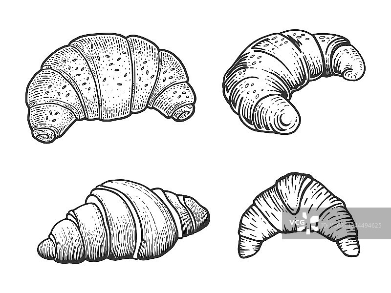 羊角面包线条艺术草图图片素材